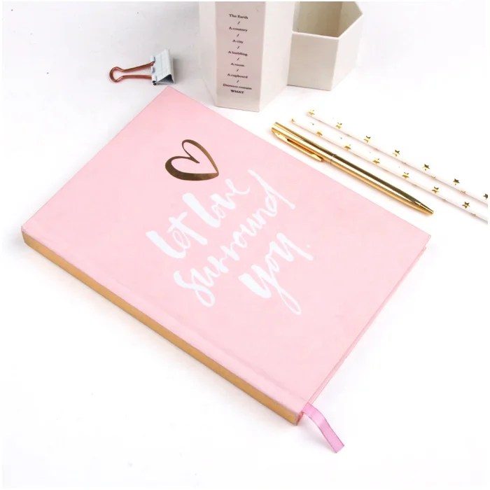 customized hardcover pink notebook organizer notebook set with pen