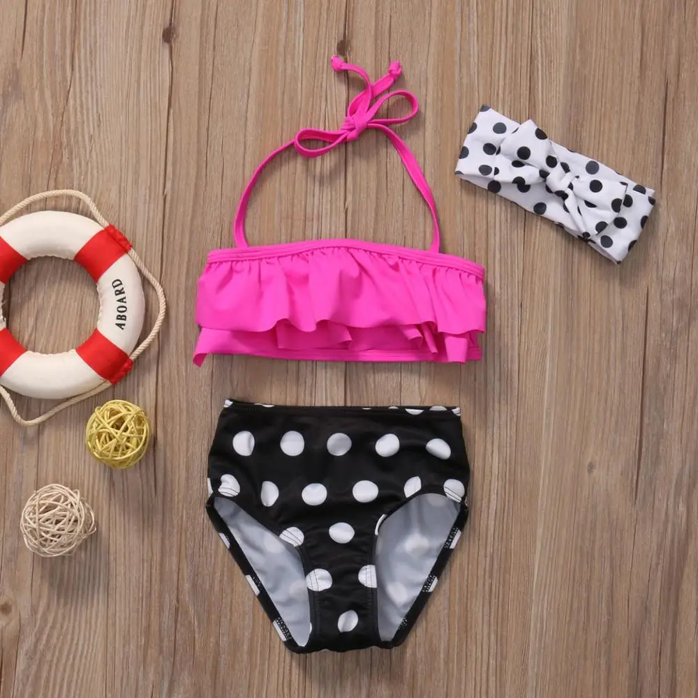 
3pcs Kids Girl Swimming Bathing Suit Bikini Costume Swimwear Swimsuit Beach Clothes 