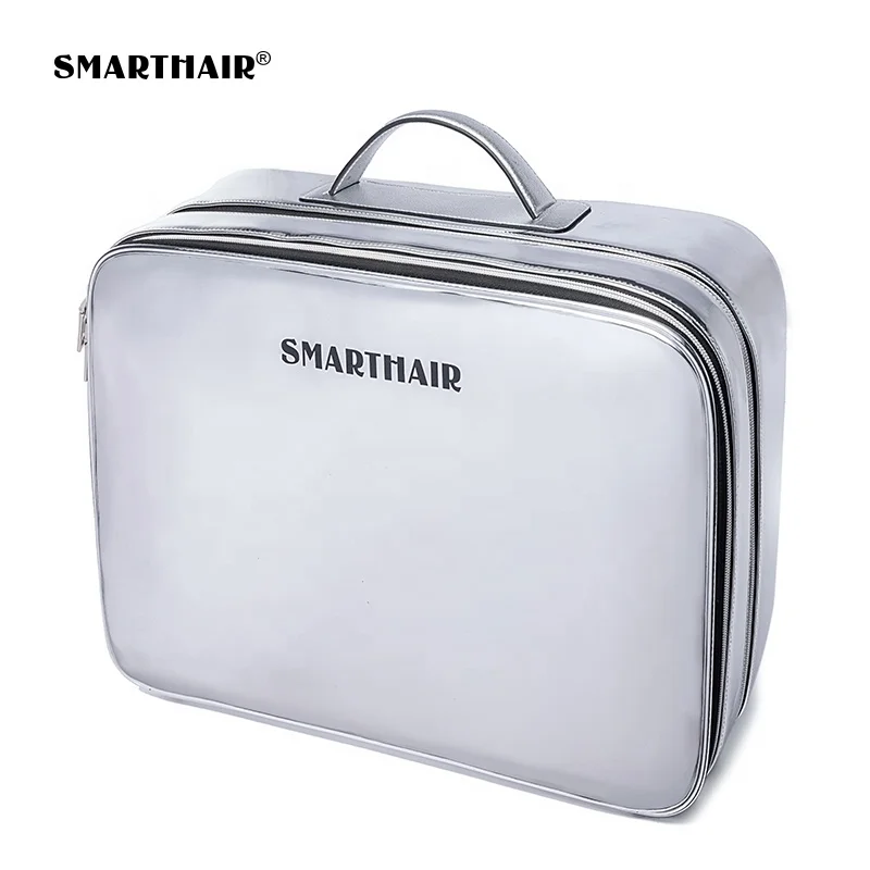 
Organizer Silver Glitter Travel Luggage With Customized Logo Cosmetic 2 Layer Premium Hanging Square Makeup Bag Private Label 