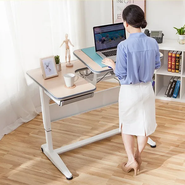 Двойной стол у себя дома с регулировкой по высоте, Дети Изучают Стол