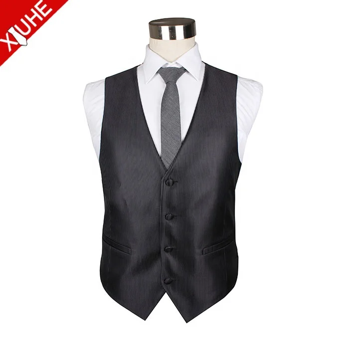 Popular Formal Business Wedding Waistcoat Suit Plain Color Black Men Vest