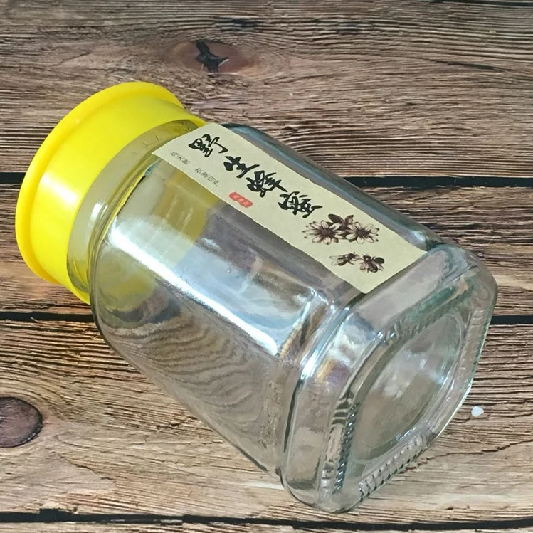 750ml 375ml 500g 1000g Octagonal Glass Honey Jar With Plastic Cover