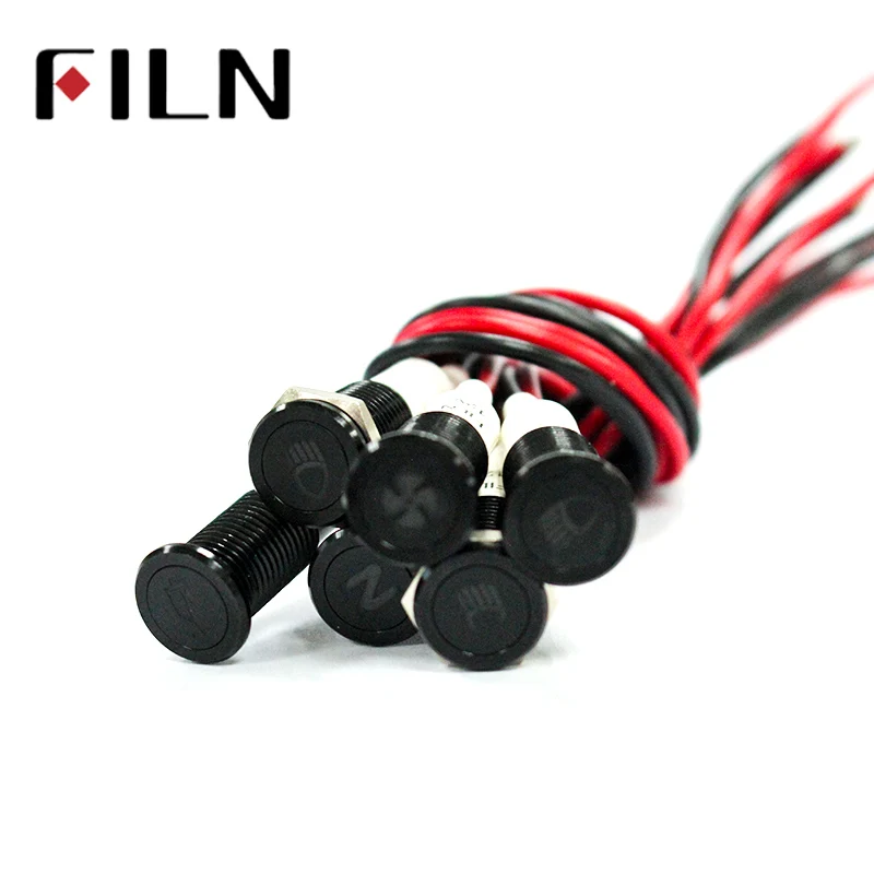 FILN 10mm Waterproof symbol Lamp 12V LED Car Boat LED Warning Dashboard Signal Lights Instrument Pilot light