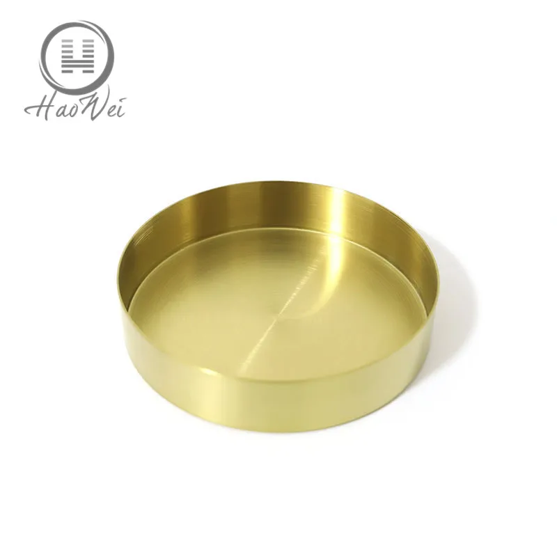 3 sizes round gold stainless steel candy tray metal jewelry storage tray