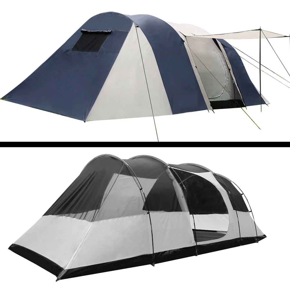 12 Person Canvas Dome Camping Tent  Navy  Grey