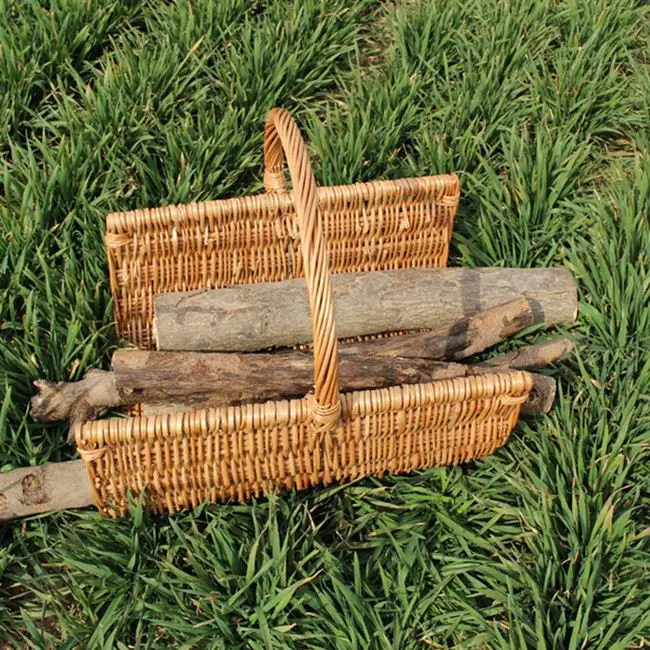 Fire Wood Rattan Storage Wicker Basket For Firewood