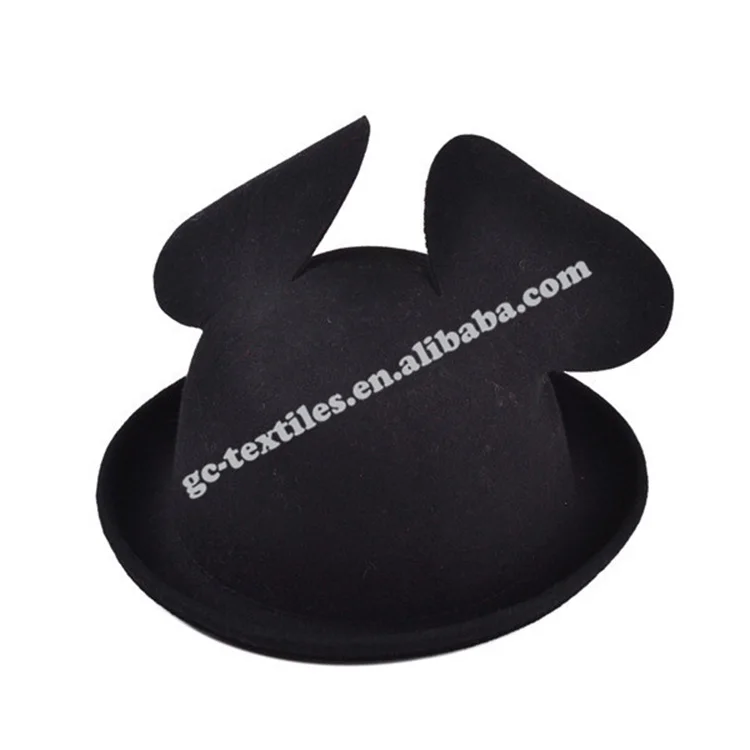 Оптовая цена Микки Маус мультфильм милые большие уши куполообразные дешевые шерстяные женские фетровые шляпы Федора