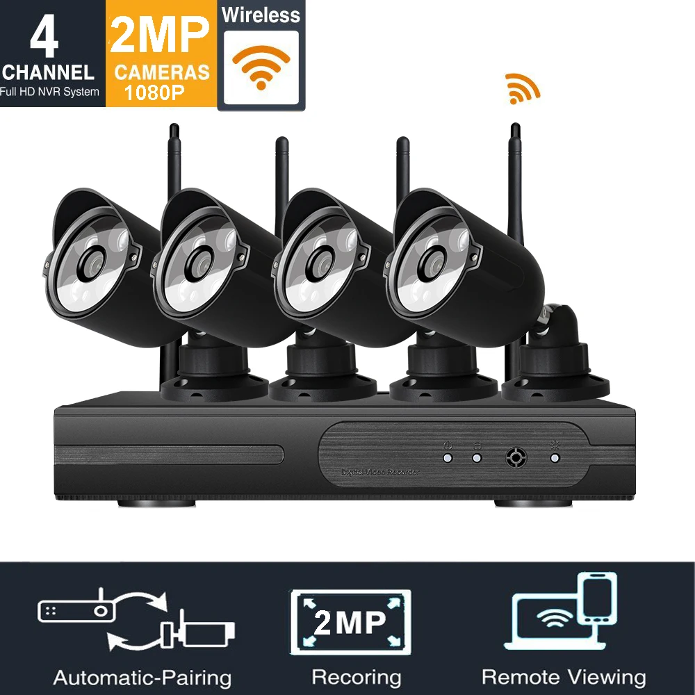 1080P Wi-Fi сигнализация дома безопасности 2mp rohs камеры комплект DVR 4 камер с ночного видения легко удаленный