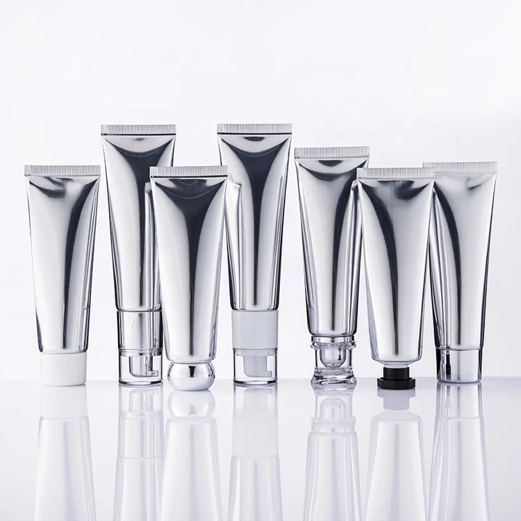 Luxury 50ml Fancy Stock Silver Cosmetic Packaging Tubes for Foundation Cream