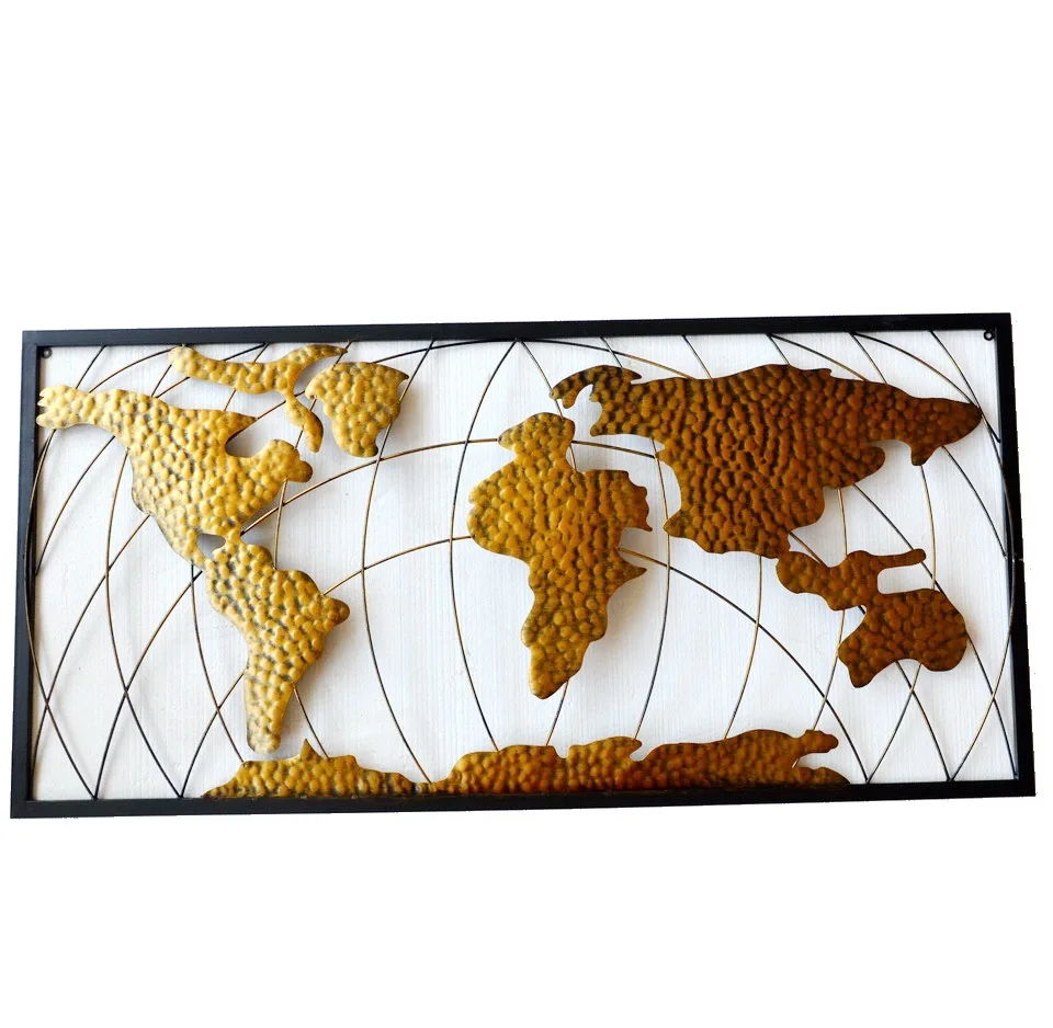 3D home wall decor copper Metal World Map