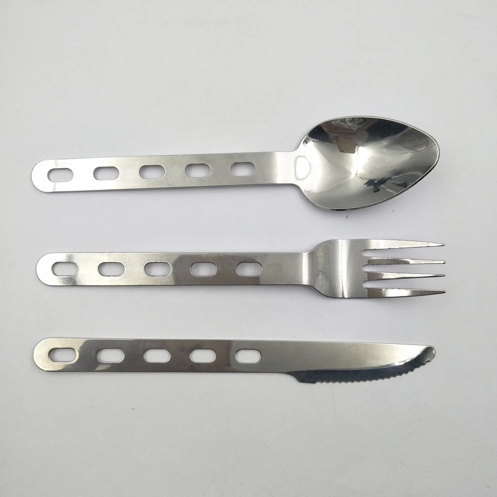 Unique Camping Stainless Steel spoon fork knife Metal Pocket Cutlery Set gift 3 in1 portable tableware Eco friendly Cutlery set