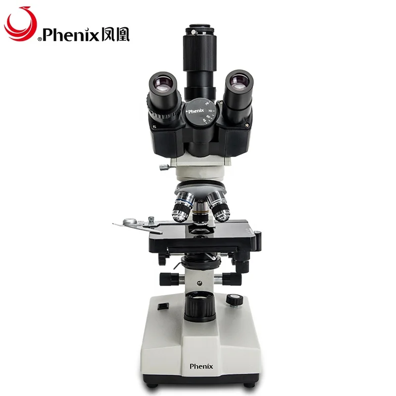 Phenix 100X-1600X Trinocular Biological Educational Microscope with Double layer Mechanical Stage
