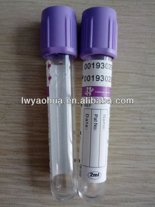 1ml 2ml 5ml 10ml laboratory sampling purple cap Pet glass k2 k3 edta vaccum blood collection tubes