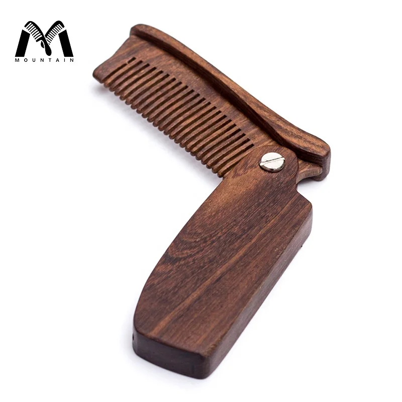 Professional Wholesale Custom Logo Durable Foldable Wood Beard Straightening Brush