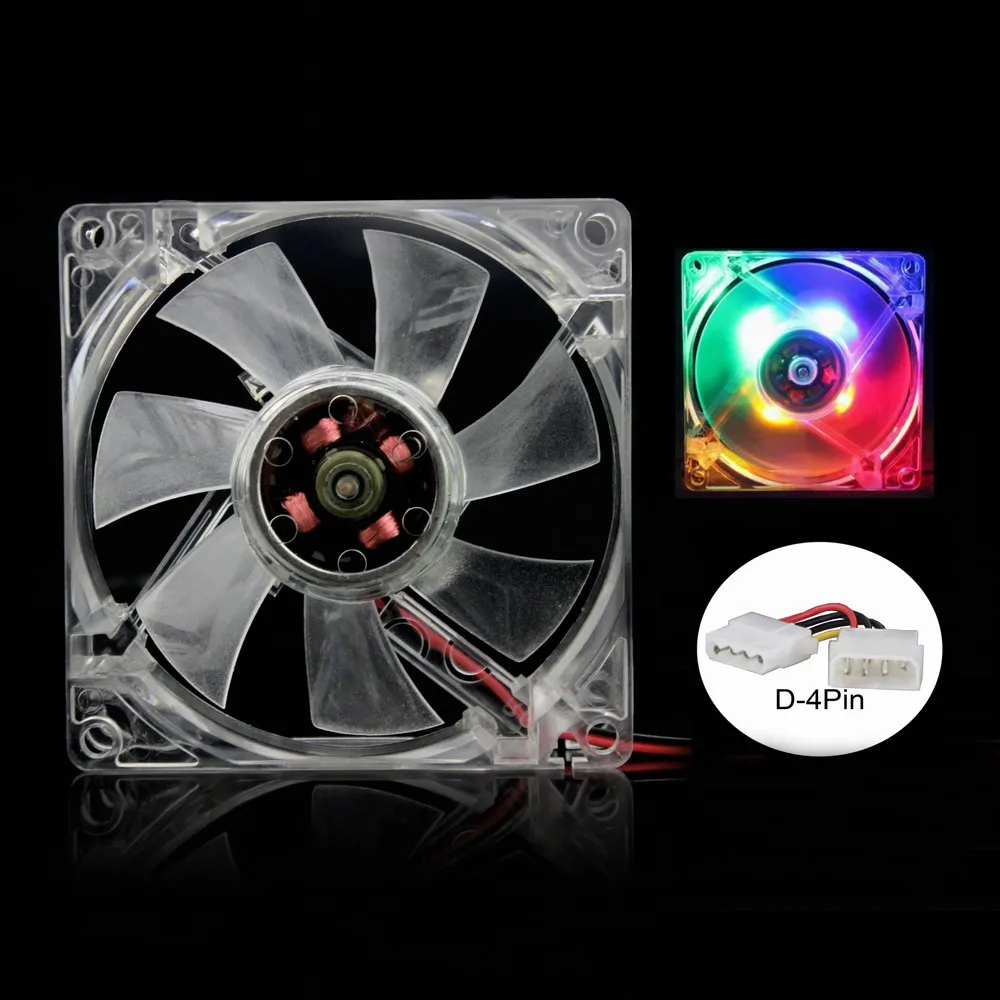 Gdstime 8cm 80mm LED RGB Computer Case Exhaust Cooling Fan