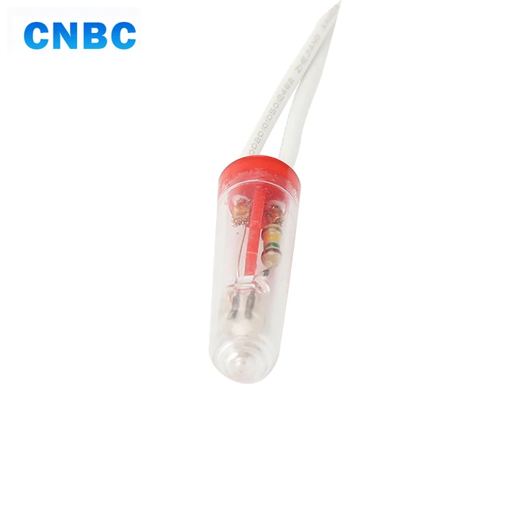 CE White mini size plastic red yellow 12v 24v 220v 120v neon signal lamp indicator light wire leading with terminal pins