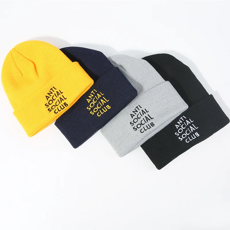 
Customized logo dome windproof acrylic knitted cuff beanie women winter skull caps 