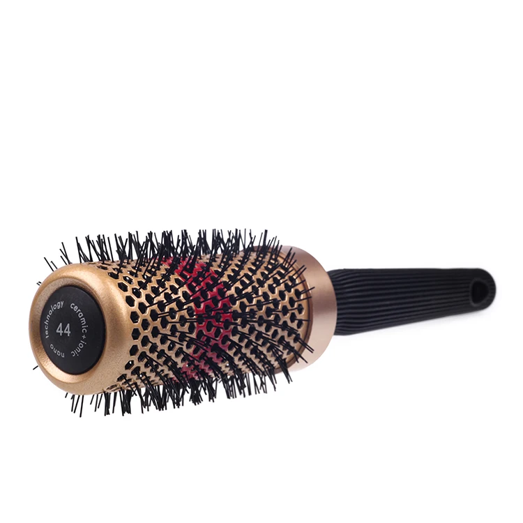 EUREKA 9408CBY Anti-slide Handle Heat Resistant Temperature Sensitive Ceramic Painting Aluminum Barrel Round Hair Salon Brush