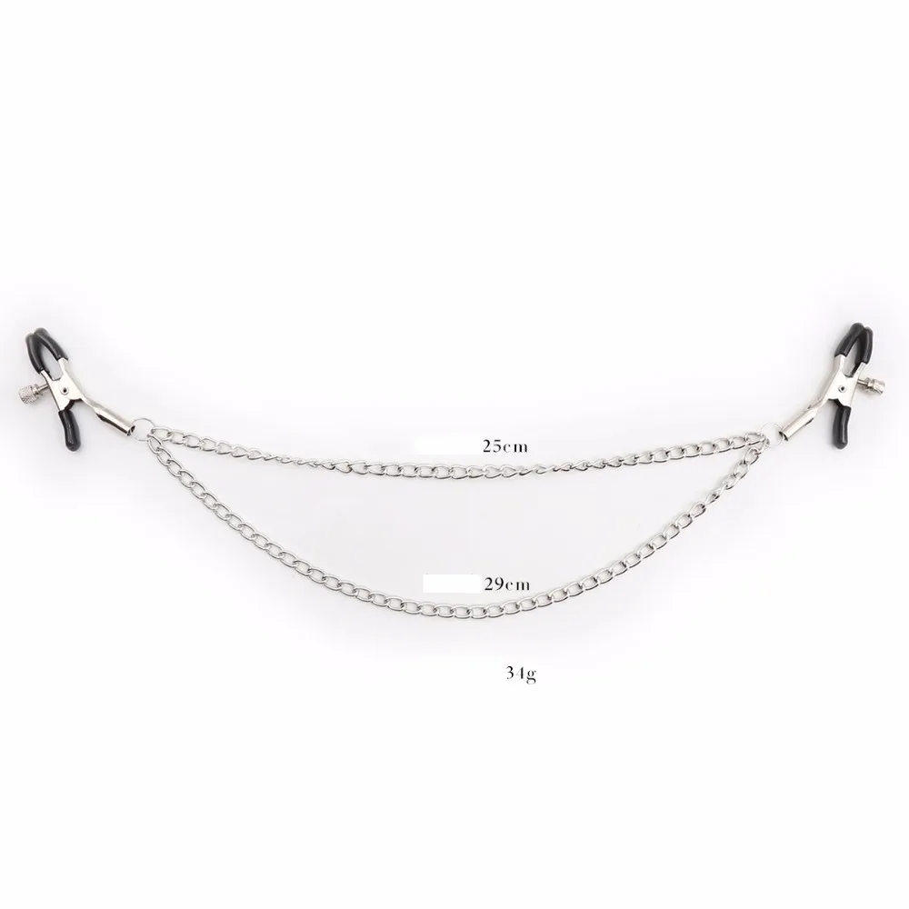 Short Nipple Clips Two Chains Sex Restraint Nipple Body Piercing BDSM Fetish Role Playing Couple Slave Adult Sexual Love Bondage
