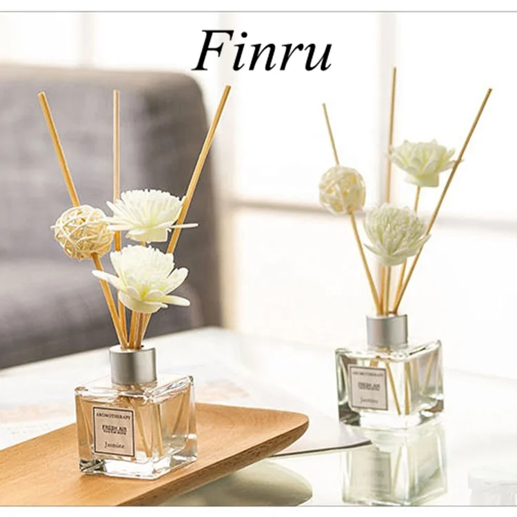 Glass Bottle With Rattan Sticks Fragrance Flower Decor Scented Ceramic Reed Diffuser