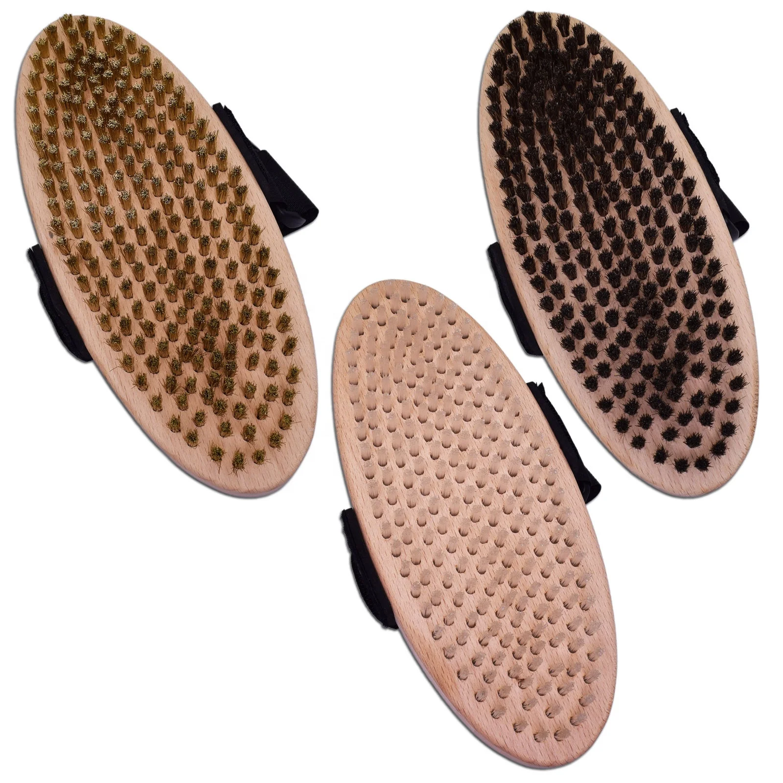 Ski Wax Brush Kit Set of Three, Nylon, HorseHair, Brass