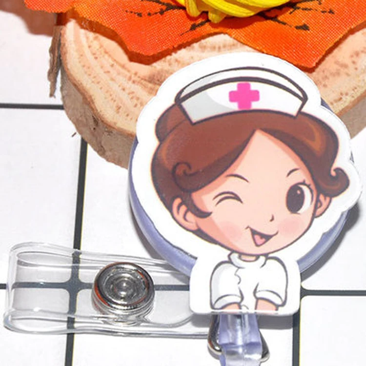
Wholesale Custom Cartoon Nurse badge Reel Retractable with ID Badge Holder lanayrd 