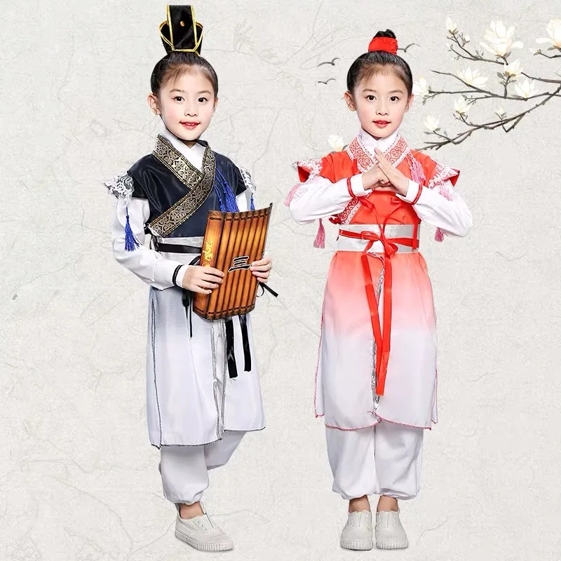 Традиционный китайский костюм для детей, костюм для представлений в детском саду с тремя героями