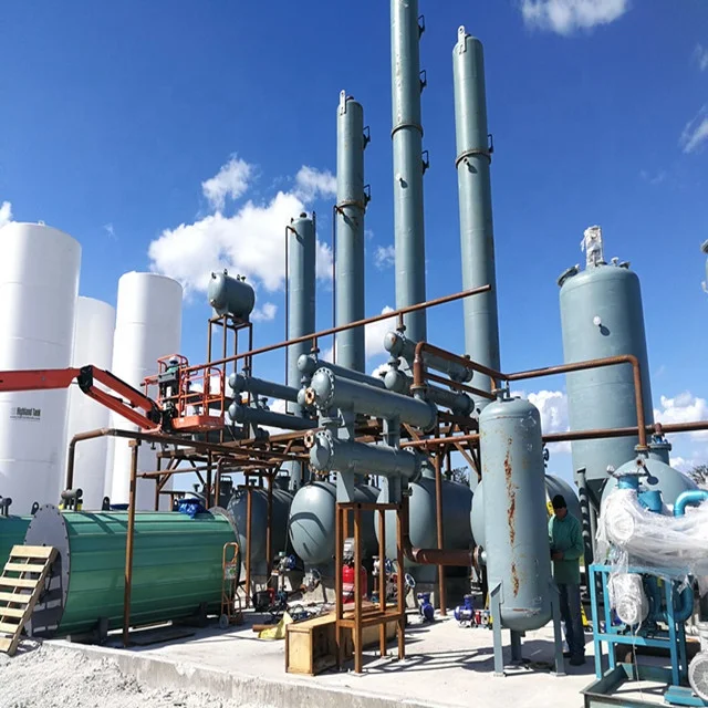 waste tyre/plastic/oil  sludge pyrolysis oil distillation machine with 10PPM sulphur diesel