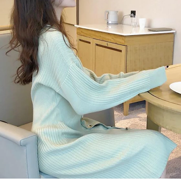 Beautiful Warm Winter Fashion Style Clothes Dress Long Sleeve Sweater Dress