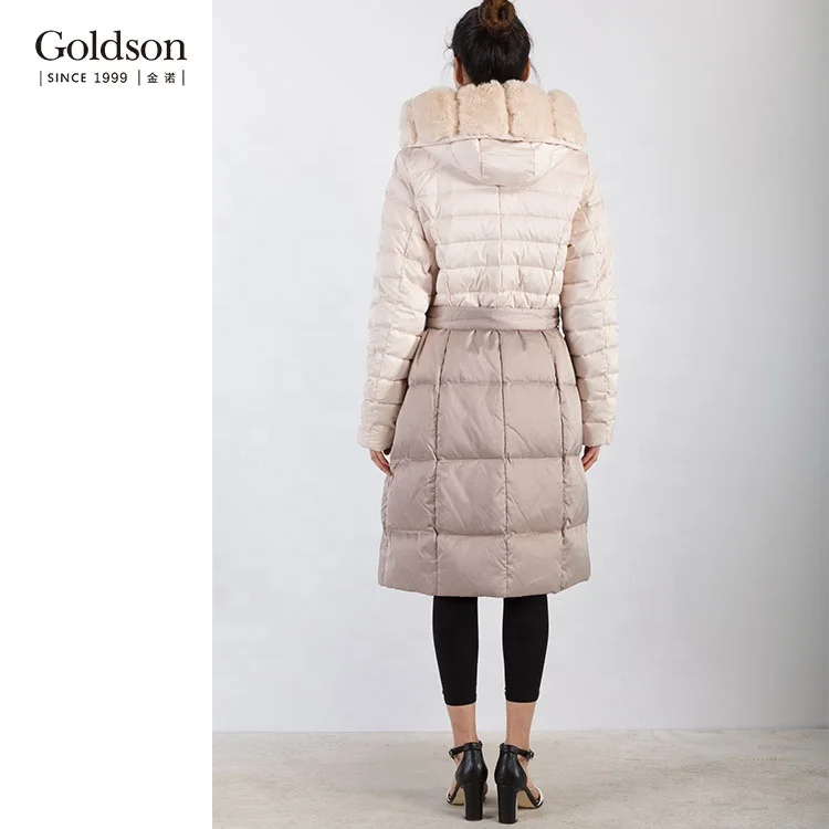 Fashion brand ladies long parka women goose down jacket rabbit fur jacket