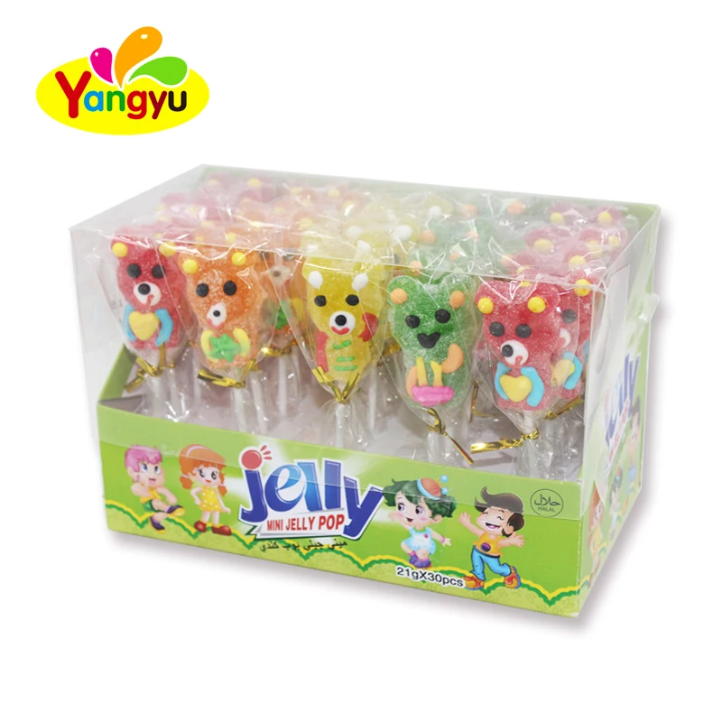 Bear Shape Fruits Jelly Lollipop Gummy Lollipop Sweet
