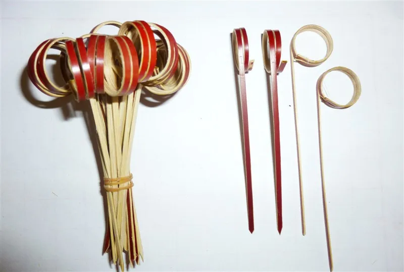party use fancy heat-resist bamboo knotted skewers manufacturer