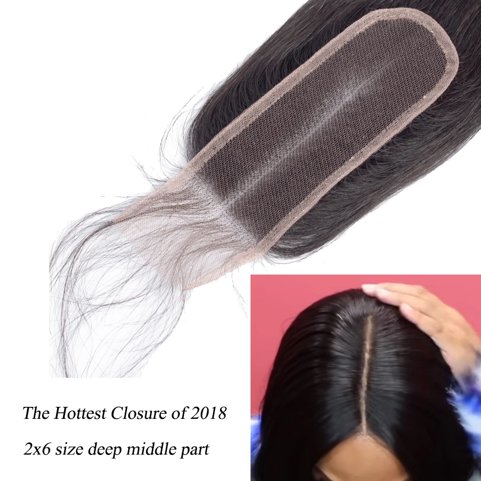 Cheap Middle Part 2*6 Lace Closure Virgin Pakistan Straight Human Hair Closure Virgin Human Hair Thin Skin Lace Closure