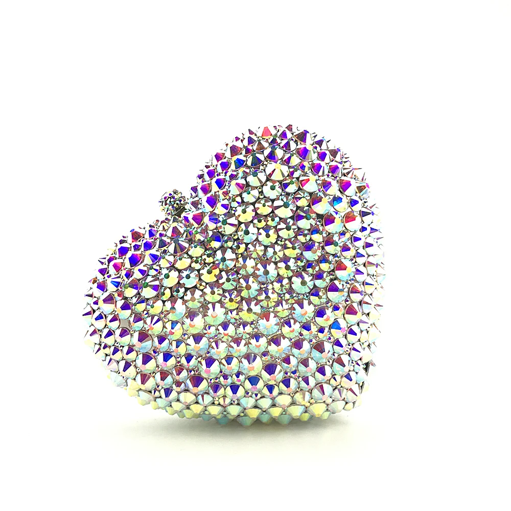
OC3560 Guangzhou handmade heart shape crystal custom clutch purse 