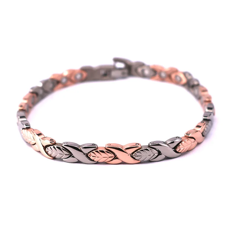 Two Tone Magnetic Titanium Therapy Bracelet Natural Pain Relief,Magnetic Therapy Hematite Balance Bracelet