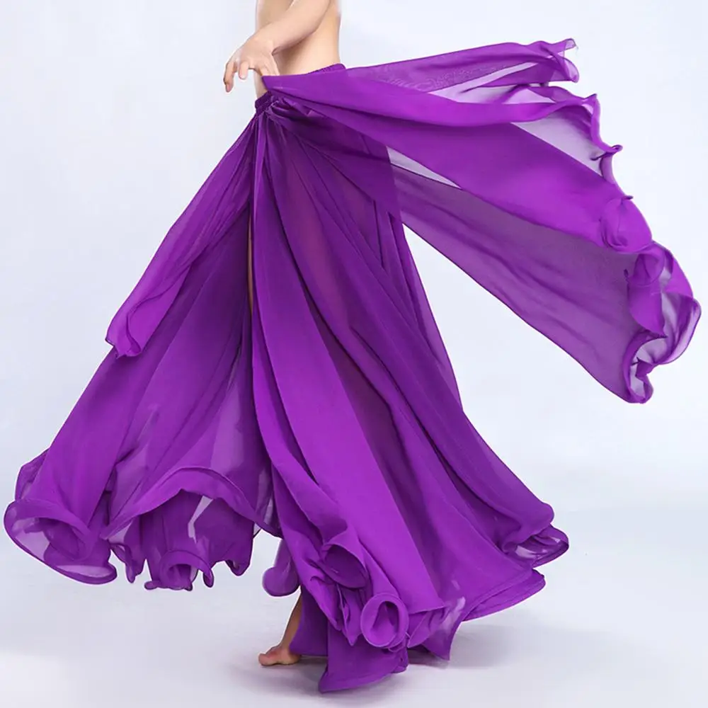 BestDance Belly Dance Swing Fringe Side Slit Skirt Costumes Full Circle Long Skirt Dress