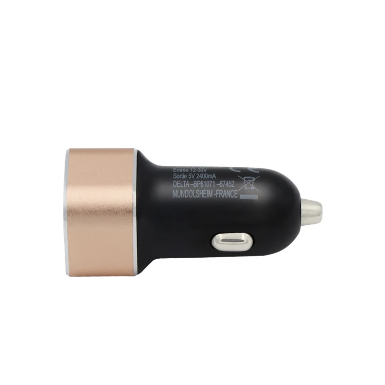 
Aluminum Alloy Favorable Price Mobile Phone Use and Electric Type 5V 2.4A Dual USB Car Adapter 