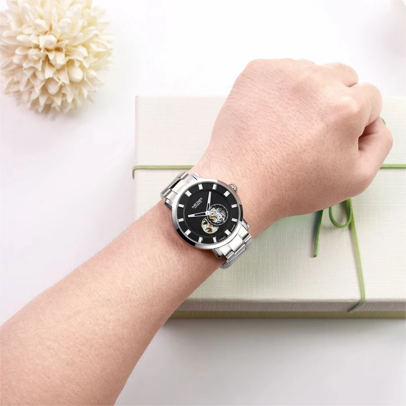 Custom Logo Luxury Men Mechanical Wrist Watches Waterproof Stainless Steel Automatic Watch