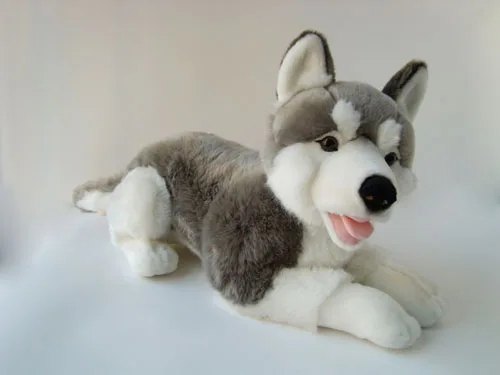 OEOO TEX 100 Premium Organic Fluffy Animal Stuffed Toy Plush Husky Dog Baby Toys