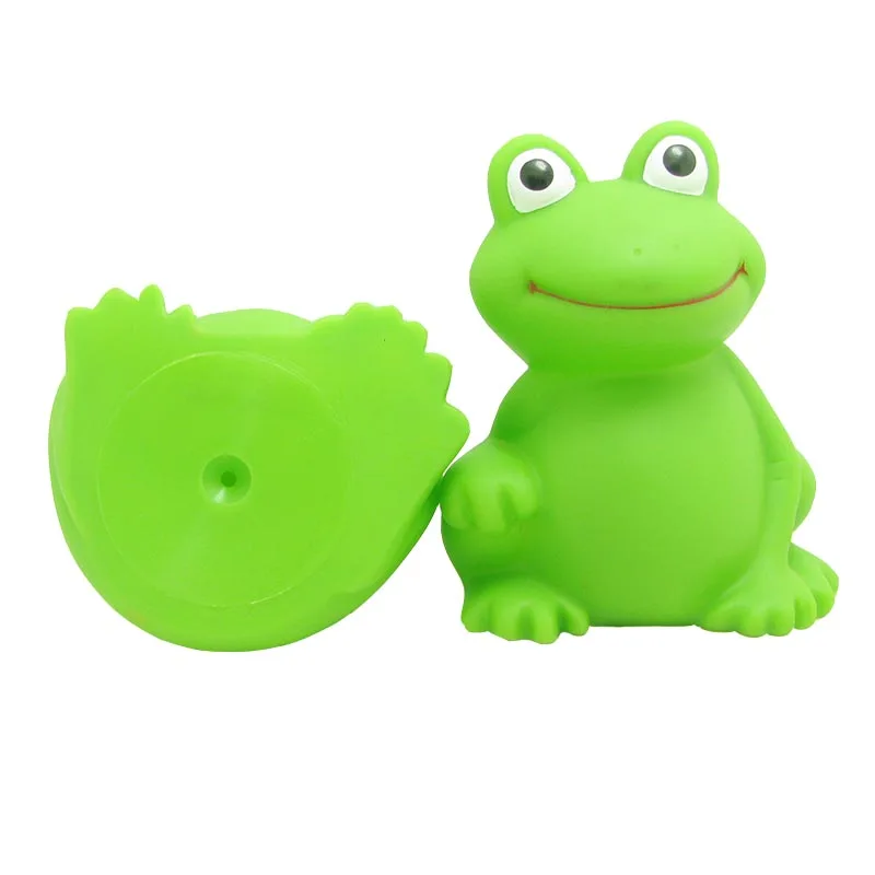 OEM cartoon soft vinyl small frog bath toy for children with sound,Floating rubber bath stand frog toy