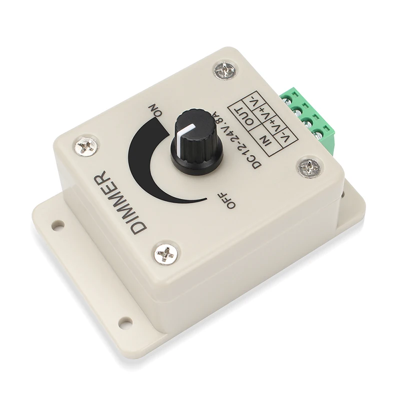 LED dimmer Manual knob switch PWM monochromatic light strip controller single channel 8A low voltage 12-24V
