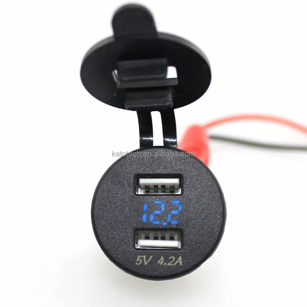 Водонепроницаемый 5 В в 4.2A Dual USB Автомобильное зарядное устройство гнездо с Вольтметр