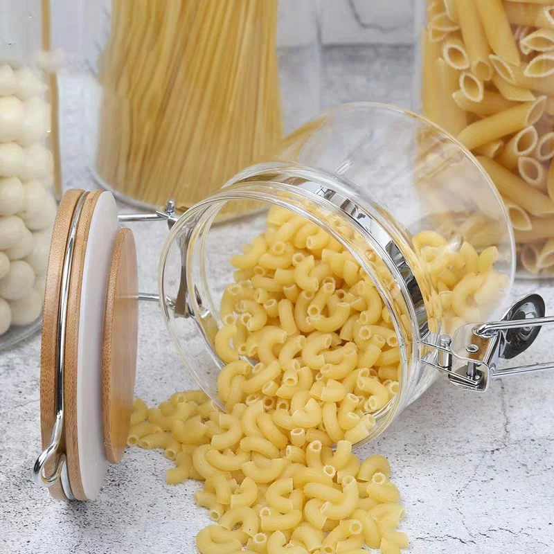 Vintage borosilicate glass clear spice jar with clamp locking lid