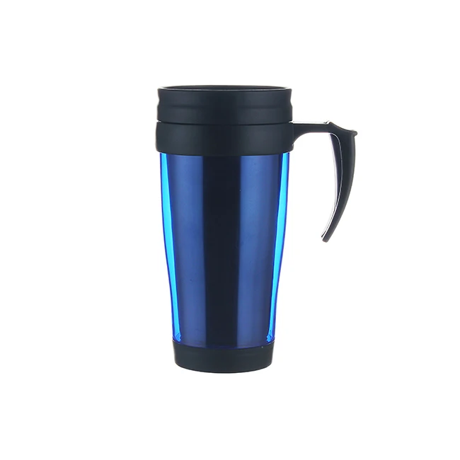 Custom 14oz Double Wall Plastic Travel Coffee Mug With Handle