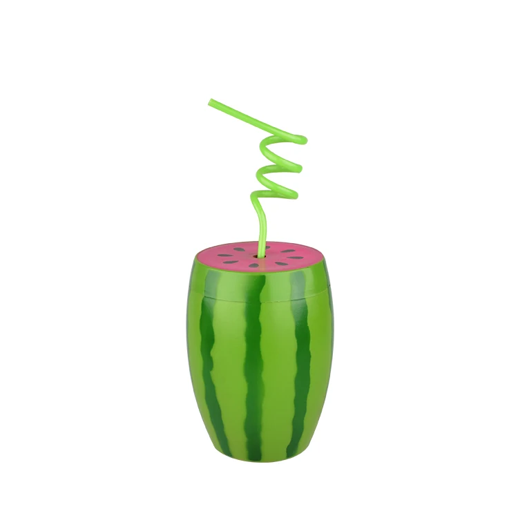 800ML Watermelon Shape Plastic Water Bottle Drinking Bottle With Straw