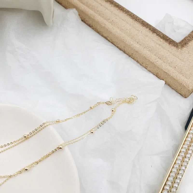 girls real 18k gold plated brass chain baroque irregular pearl necklace double multilayer gold plated real freshwater necklace