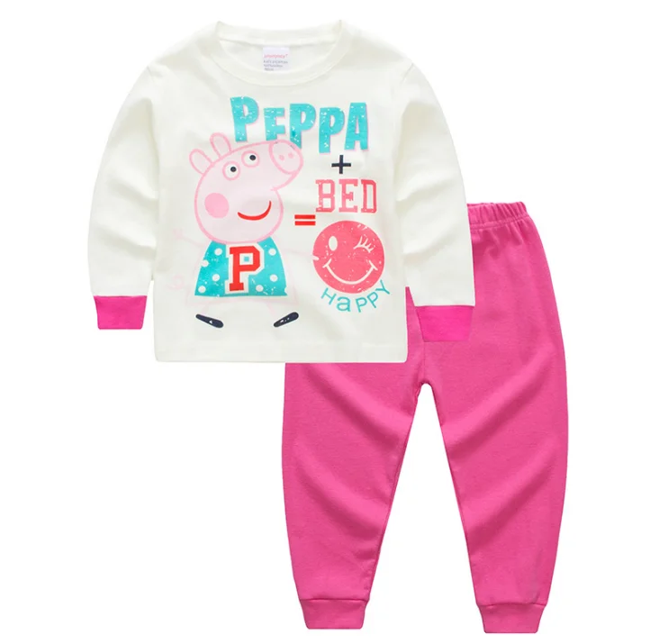 
Film cartoon little pig prints kids girls cotton pajama set 