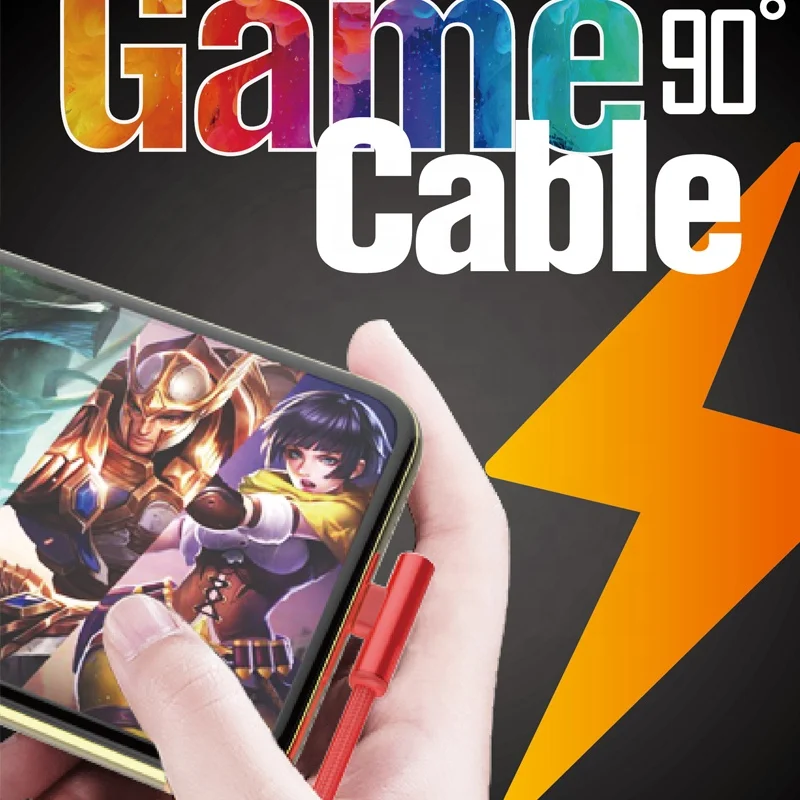 2.4A LED Light MVP Gaming Cable Game Player Cable 1M 90 Degree USB Cable MOXOM