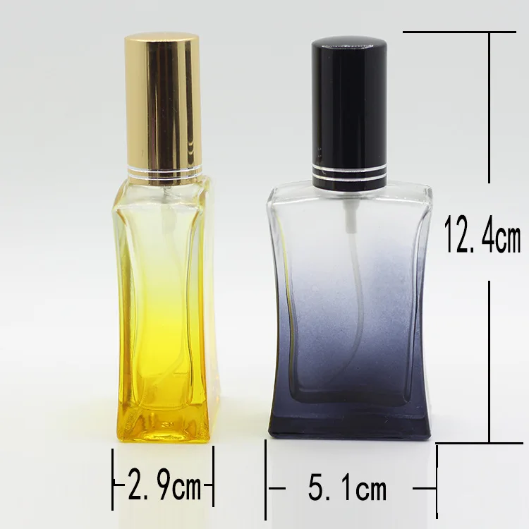 
Wholesale 50 ml 18mm screw neck glass gradient perfume bottle with gold cap 