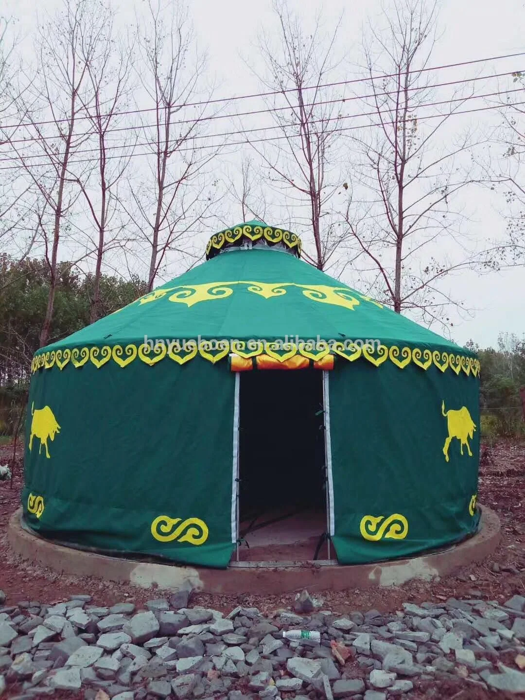 outdoor canvas waterproof steel frame tent camping mongolian ger yurt